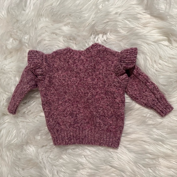 Old Navy Baby Girl Knit Sweater & Pants Set 0-3M Purple Ruffle Shoulder Outfit - Picture 6 of 7
